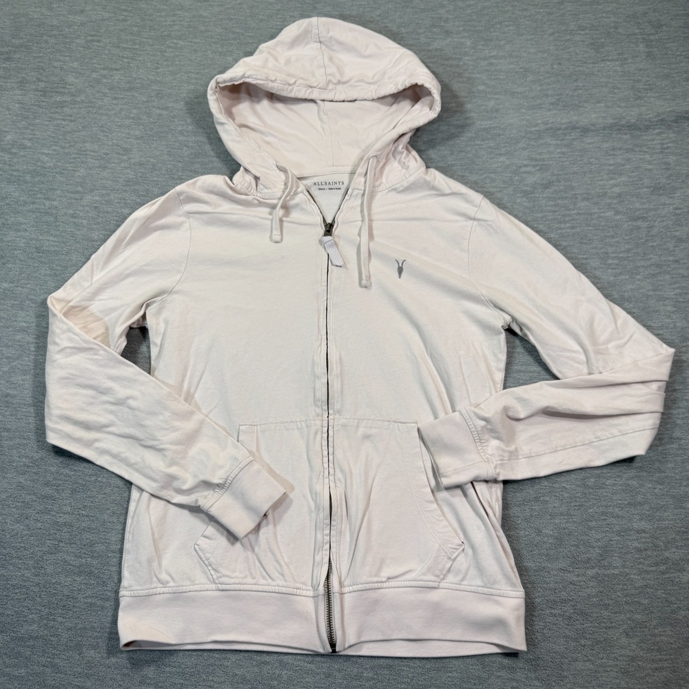 AllSaints Brace Hoodie Women Small Cream Drawstring Lightweight Jacket‎